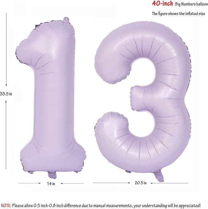 40 In Matte Purple Number Balloons Helium Foil Mylar Balloon Digital 13 | - Image 2