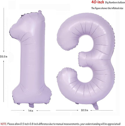 40 In Matte Purple Number Balloons Helium Foil Mylar Balloon Digital 13 | - Image 2