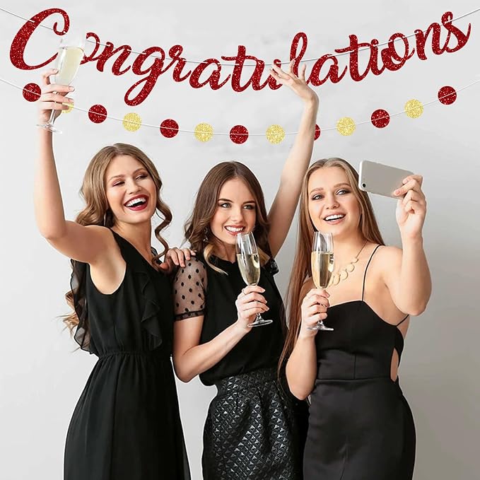 Red Congratulations Banner Sign Prestrung Congrats Banner Garland - Image 4