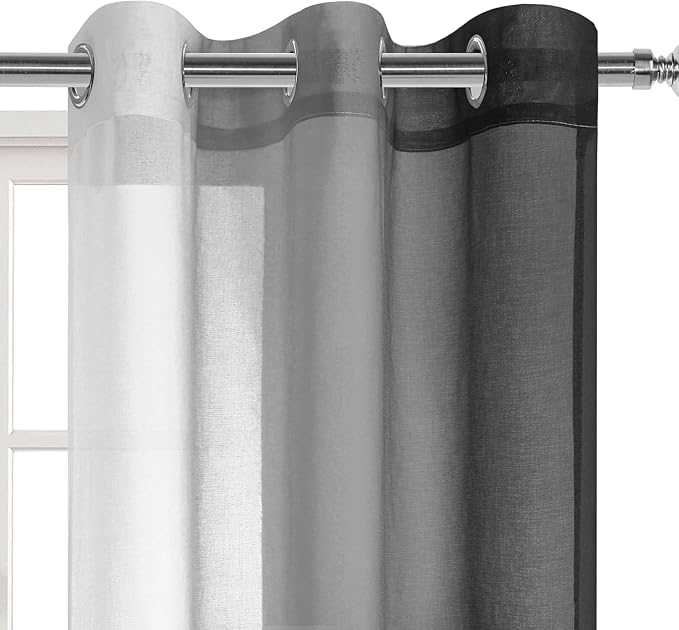 DWCN Black Ombre Short Sheer Curtains - Image 2