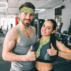 Men's Women Lovely Sports Sweat Band Hair Decor for Sports Workout Spa, Long Boho Style Lemon Tree Leaves Tropical Flowers Floral Head Ribbon Headwear