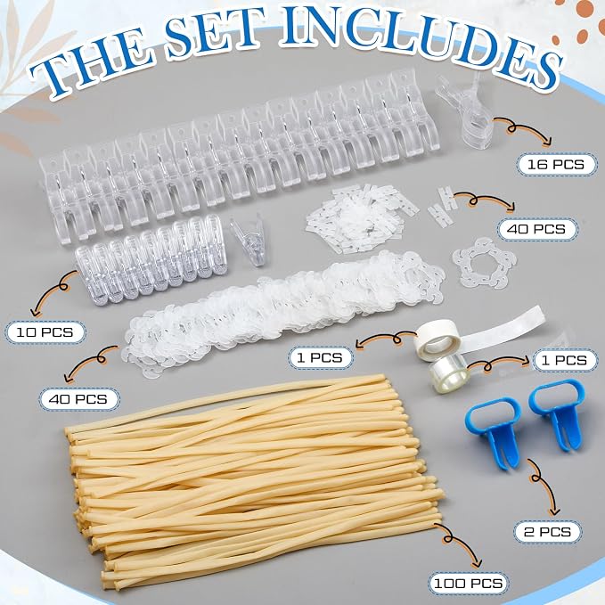 210 Pcs Balloon Arch Kit, 16 Clear 3.5 Inch Clips, 100 Clear 260 Balloons | - Image 2