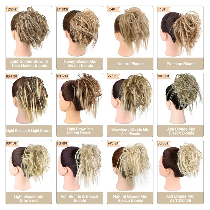 HMD Tousled Updo Messy Bun Hair Piece Hair Extension Ponytail With Elastic Rubber Band Updo Extensions Hairpiece Synthetic Hair Extensions Scrunchies Ponytail Hairpieces for Women (18t613#)