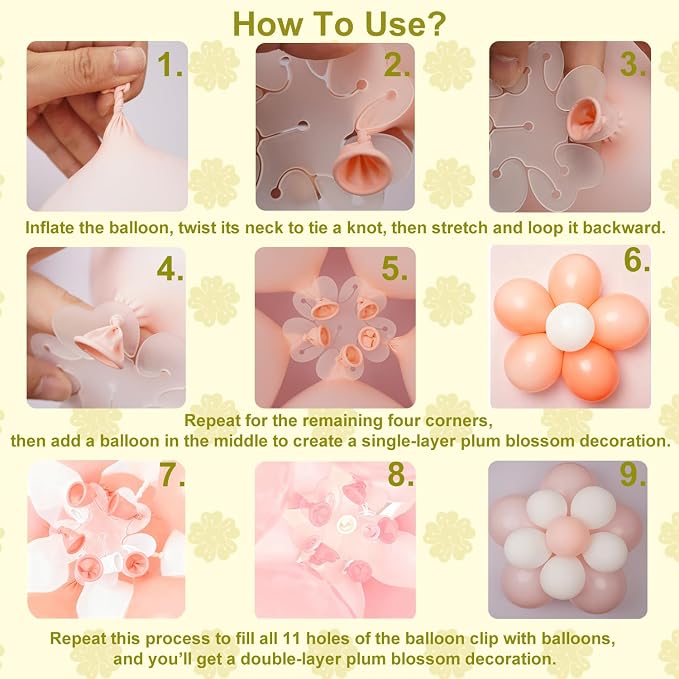 8Pcs Balloon Flower Clips Double Layer Plum Blossom Party Decor | Reusable - Image 5