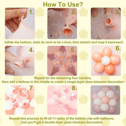 8Pcs Balloon Flower Clips Double Layer Plum Blossom Party Decor | Reusable - Image 5