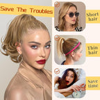 KooKaStyle Ponytail Extension, 10" Short Claw Clip in Pony Tails Hair Extensions Curly Wavy Synthetic Drawstring Hairpieces for Women(Light Blonde Brown)