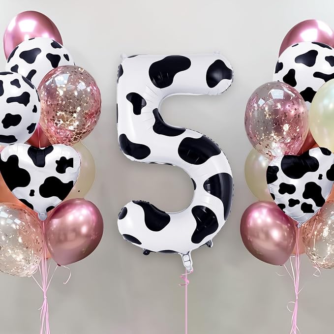 Cow Print Number 5 Balloon, Large 40 Inch Cow Number Birthday Balloons - Image 2