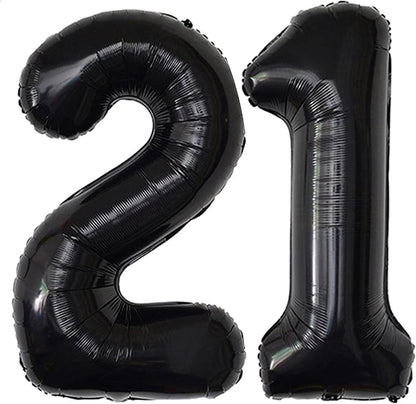 Jonhamwelbor 21 Number Balloons Black Big Giant Jumbo Big Large 21 Foil Mylar by Jonhamwelbor