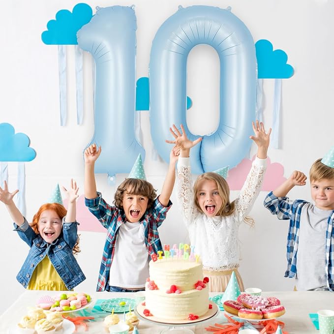 Light Blue Number 0 Balloon, 40 Inch Big Large Foil Number Balloons, Giant - Image 4