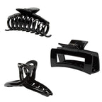 Black Claw Clips for Thick/Fine/Thin Hair,Strong holding teeth interlocking Women Large Jaw Clips neutral 3 Count In set basic hair accessories (black hair clips)