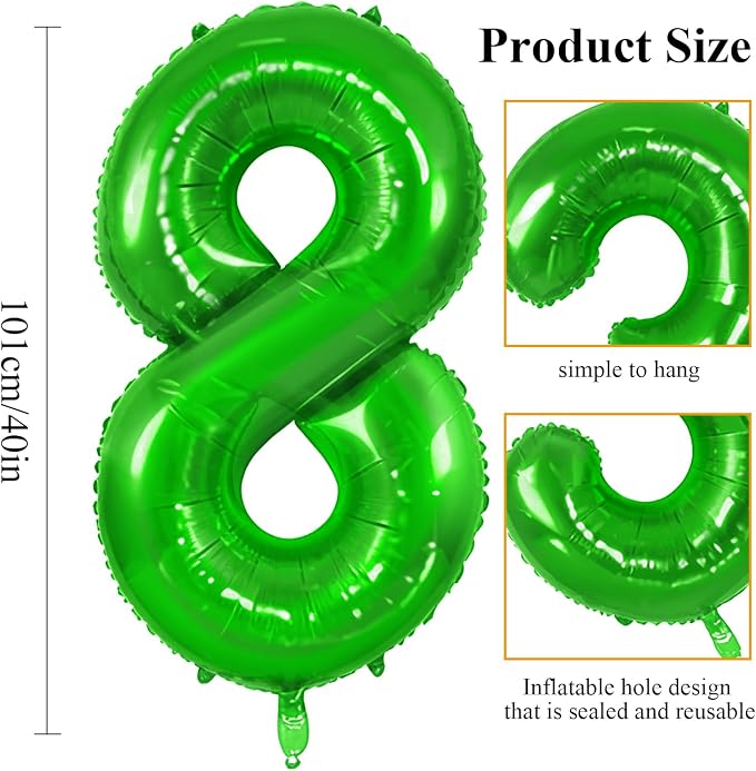 Number 8 Balloons for 8th Birthday Party Decorations, 0-100 Large No.8 Balloons - Image 2