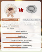 AWAYTR Silk Bonnet for Sleeping Women 100% Mulberry Silk Bonnet with Band 2 Layer Reversible Hair Bonnet Sleeping Hair Wrap (Dark Brown/Light Champagne)