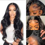 Body Wave Lace Front Wigs Human Hair 200 Density 24Inch 13x6 Body Wave Frontal Wigs Human Hair with Baby Hair Natural Hairline Natural Black