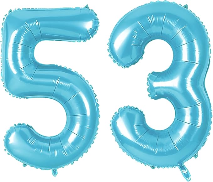 Number 53 Balloons for 53rd Birthday Party Decorations, 0-100 Large No.53 by Joycard