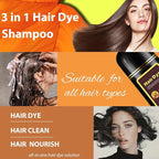 Hair Dye Shampoo 3 in 1, Long-Lasting Hair Color Shampoo with Herbal Ingredients, Instant Magic Hair Dye, Easy Application Shampoo Para Canas for Women Men 16.9 Fl Oz (Wine Red)