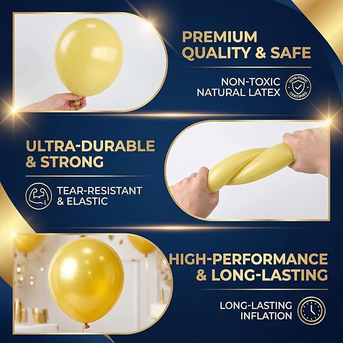 HIINS Metallic Blue Gold Balloon Column Kit Set of 2 - Image 5