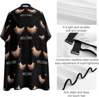 Extra Long Barber Styling Cape, Rose Gold Pink Eyelash Welcome Black Haircut Hairdressing Cloth Apron Hair Cutting Cloak for Hair Cutting