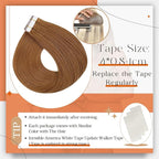Full Shine Human Hair Tape in Extensions Color 330 Copper Brown Double Sided Tape in Hair Extensions Human Hair 14Inch Remy Hair Extensions 50Gram Seamless Skin Weft 20Pcs for Wedding