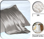 Natural Mulberry Silk Pillowcase with Hidden Zipper for Hair and Skin Standard Size 20"X 26" Soft Breathable Smooth Cooling Pillow Covers for Sleeping(Gray,1Pcs)