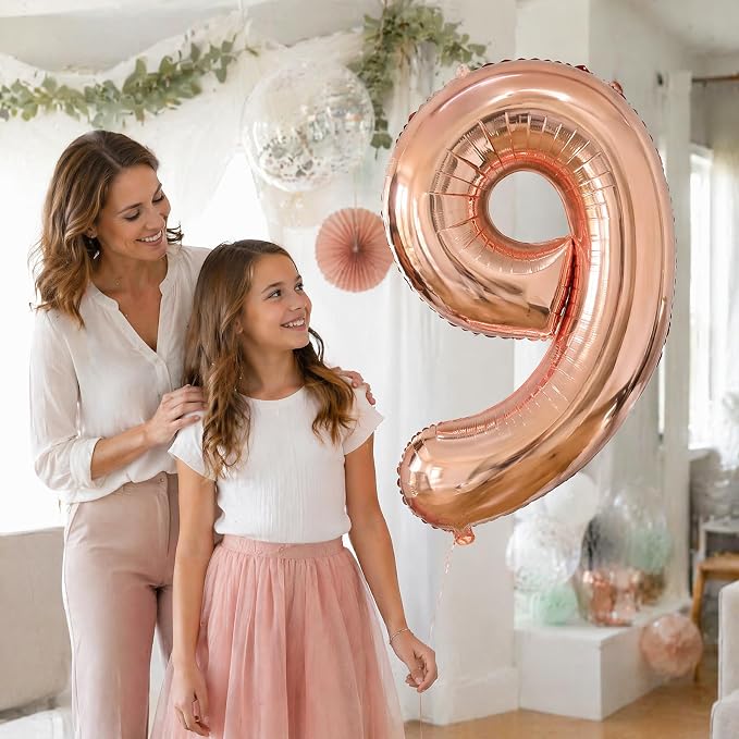 40 Inch Rose Gold Number 9 Balloon, Giant Number Balloons, Birthday Decor | - Image 4
