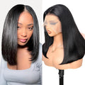 210% Density 13x6 Full Lace Frontal Bob Wig Human Hair 12A Brazilian Virgin Human Hair Pre Plucked HD Transparent Lace Glueless Wigs 14 Inch