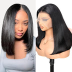 210% Density 13x6 Full Lace Frontal Bob Wig Human Hair 12A Brazilian Virgin Human Hair Pre Plucked HD Transparent Lace Glueless Wigs 14 Inch