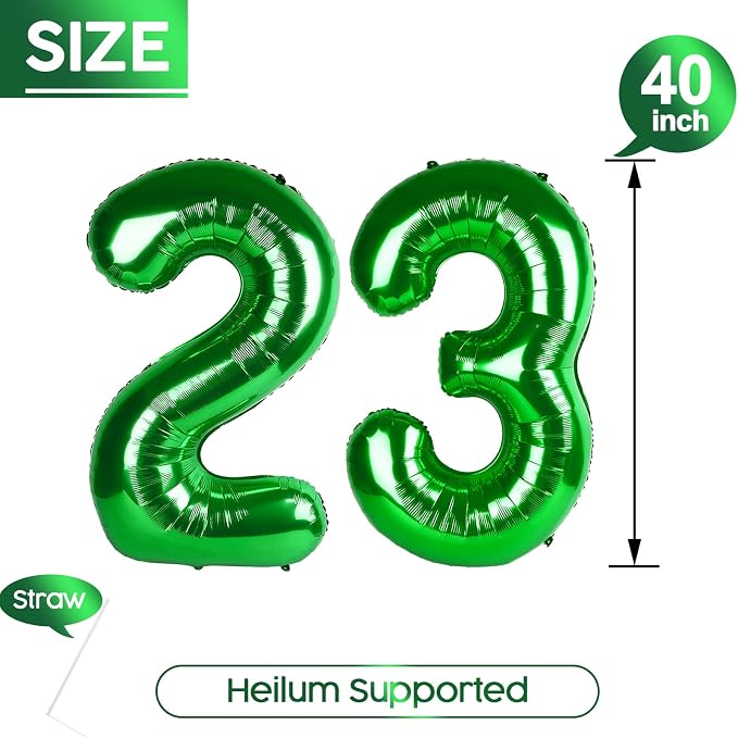 23 Balloon - Green Birthday Number Balloons, 40 Inch Decorations Men Women | - Image 5