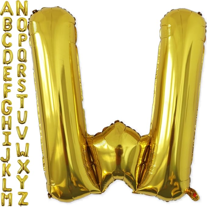 VHUWE 40 inch Gold Letter W Balloon, Big Size Alphabet Foil Mylar Helium by VHUWE