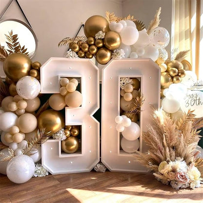 Beige White Gold Balloons - Image 3