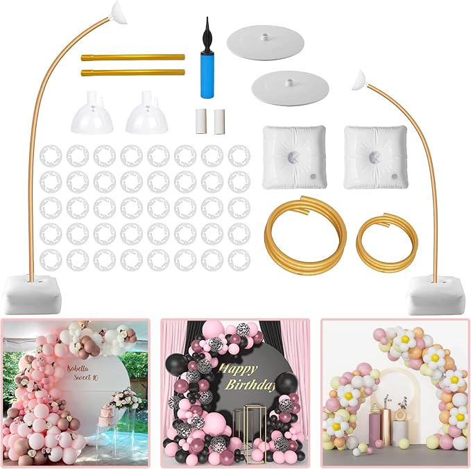 Balloon Arch Stand Kit with Water Fillable Base, 8.2FT & 5FT Flexible | Balloon by Kaucytue