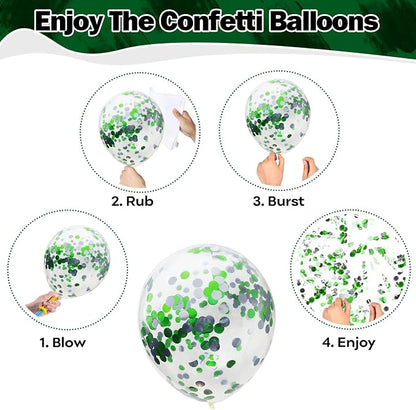 Green Black Balloons Dark Green Black Silver Confetti Balloons 35 Pcs 12 Inch - Image 7