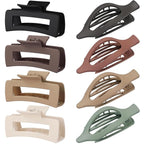 Hair Clips for Women 4.3 Inch Large Hair Claw Clips 8 pcs Square Claw Clips & Flat Hair Clips for Thick or Thin Hair French Concord Hair Barrettes Alligator Hair Accessories for Women (Basic)