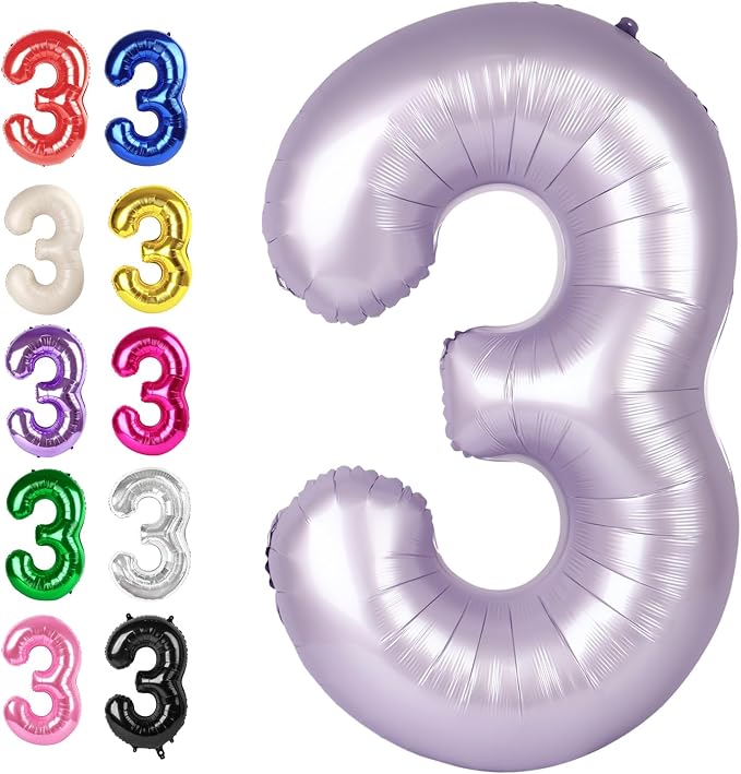 Large 40 Inch Lavender 3 Number Balloon, 3 13 23 30 33 36 38 Lilac Birthday by Upgesy