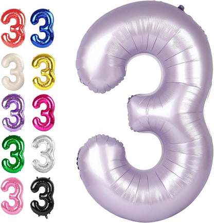 Large 40 Inch Lavender 3 Number Balloon, 3 13 23 30 33 36 38 Lilac Birthday by Upgesy