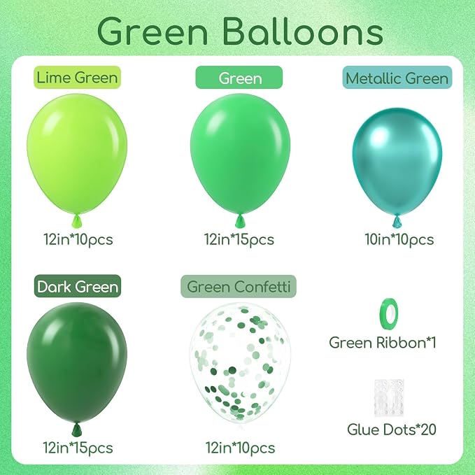 60pcs Green Balloons 12inch - Image 2