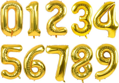 TONIFUL Number Balloons 16 Inch Gold 0-9 Number Mylar Foil Balloons 10 Pcs Gold by TONIFUL