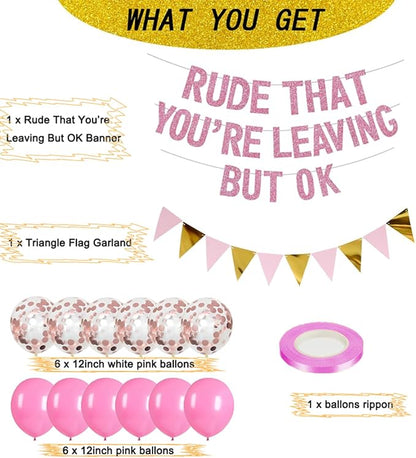 ADULLPONY Going Away Party Decorations Rude That You're Leaving But OK Banner - Image 2