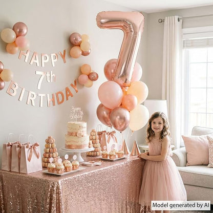 Rose Gold Number 7 Balloon 40 Inch, Blush Foil - Image 3