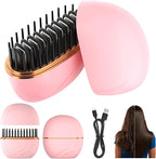 Mini Hair Straightener Brush, Rechargeable Portable Hair Straightener Brush, 3-Speed Temperature Control All Hair Types, Anti Scald Shell, Fast Heating Hot Comb, Idea for Travel Gift Hair Straightener