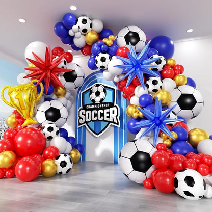 Soccer Party Decorations 160Pcs, World Soccer Balloon Garland Arch Kit by PTGOLUO