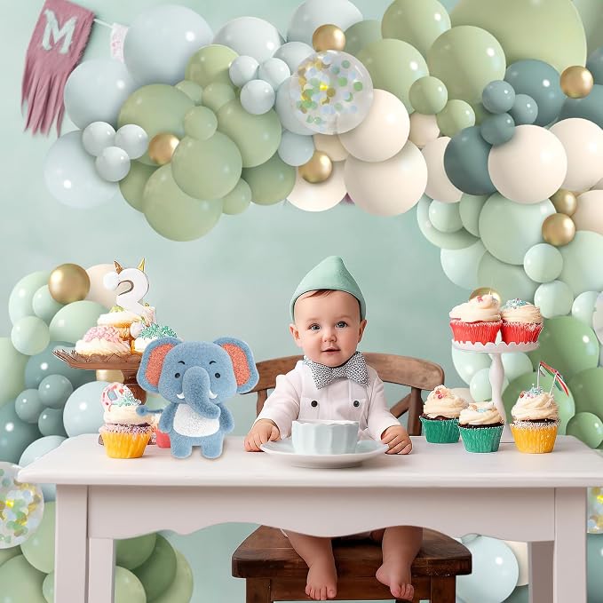 150Pcs Dusty Blue Sage Green Balloon Arch Kit - Image 5