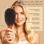 Boar Bristle Hair Brush Since 1965 British Craftsmanship, Handmade Natural Wooden Slick Back Hairbrush/Beard Brush, Pure Soft Bristles Gentle Detangling Women Men Kids Thin Fine Hair, Smooth & Shine