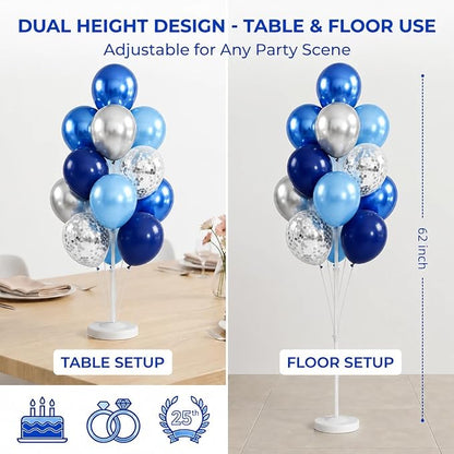 Navy Blue Silver Balloon Stand Kit, 2 Sets - Image 4