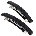 Camila Paris AD2/2 French Hair Barrette Clip for Girls, Set of 2 Black Small Rubberized Metal Clasp Strong Hold Grip Hair Clips for Women, No Slip Styling Girls Hair Accessories, Made in France