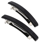 Camila Paris AD2/2 French Hair Barrette Clip for Girls, Set of 2 Black Small Rubberized Metal Clasp Strong Hold Grip Hair Clips for Women, No Slip Styling Girls Hair Accessories, Made in France