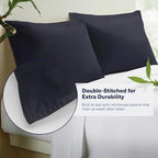 Kickoff Viscose Bamboo Pillowcase, Queen, Set of 2, 100% Organic Hidden Zippered Viscose Bamboo Pillow Case Queen Size, Cooling Pillow Cover for Hot Sleepers (20"x30", Onyx Black)