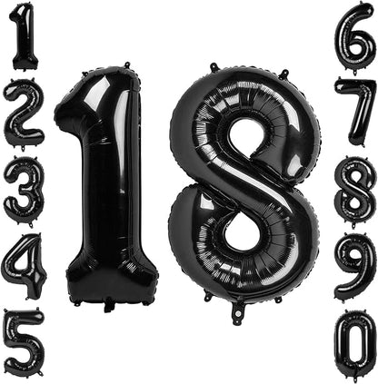 Black Number 18 Balloon 40 Inch, Foil Numeral by Unknown