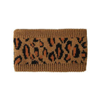 Women Leopard Knit Headband,Warm Sports Headscarf,Soft Stretchy Wide Hair Band,Fashion Accessories for Daily Wear