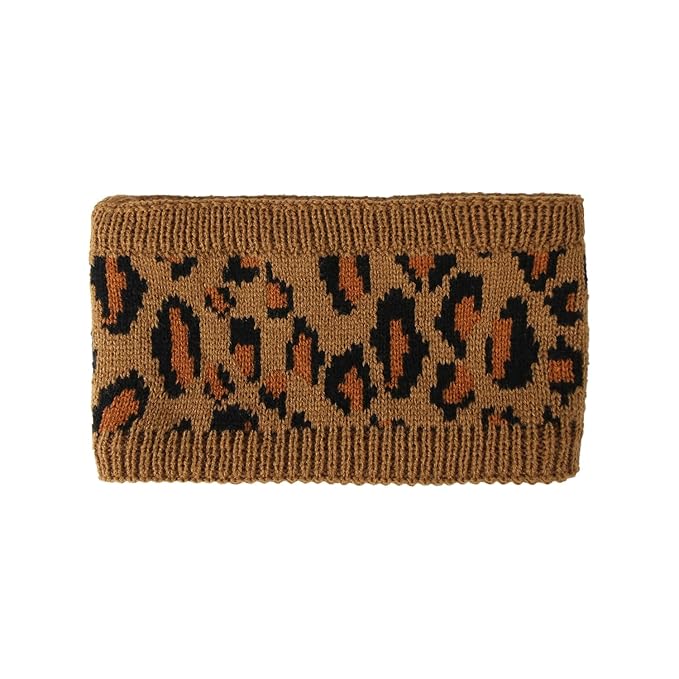 Women Leopard Knit Headband,Warm Sports Headscarf,Soft Stretchy Wide Hair Band,Fashion Accessories for Daily Wear