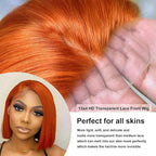 250% Density Ginger Bob Wig Human Hair Real 13x4 Frontal Orange Ginger HD Lace Short Straight Bob Wigs Pre Plucked with Baby Hair Straight Short Wigs For Women 10 Inch